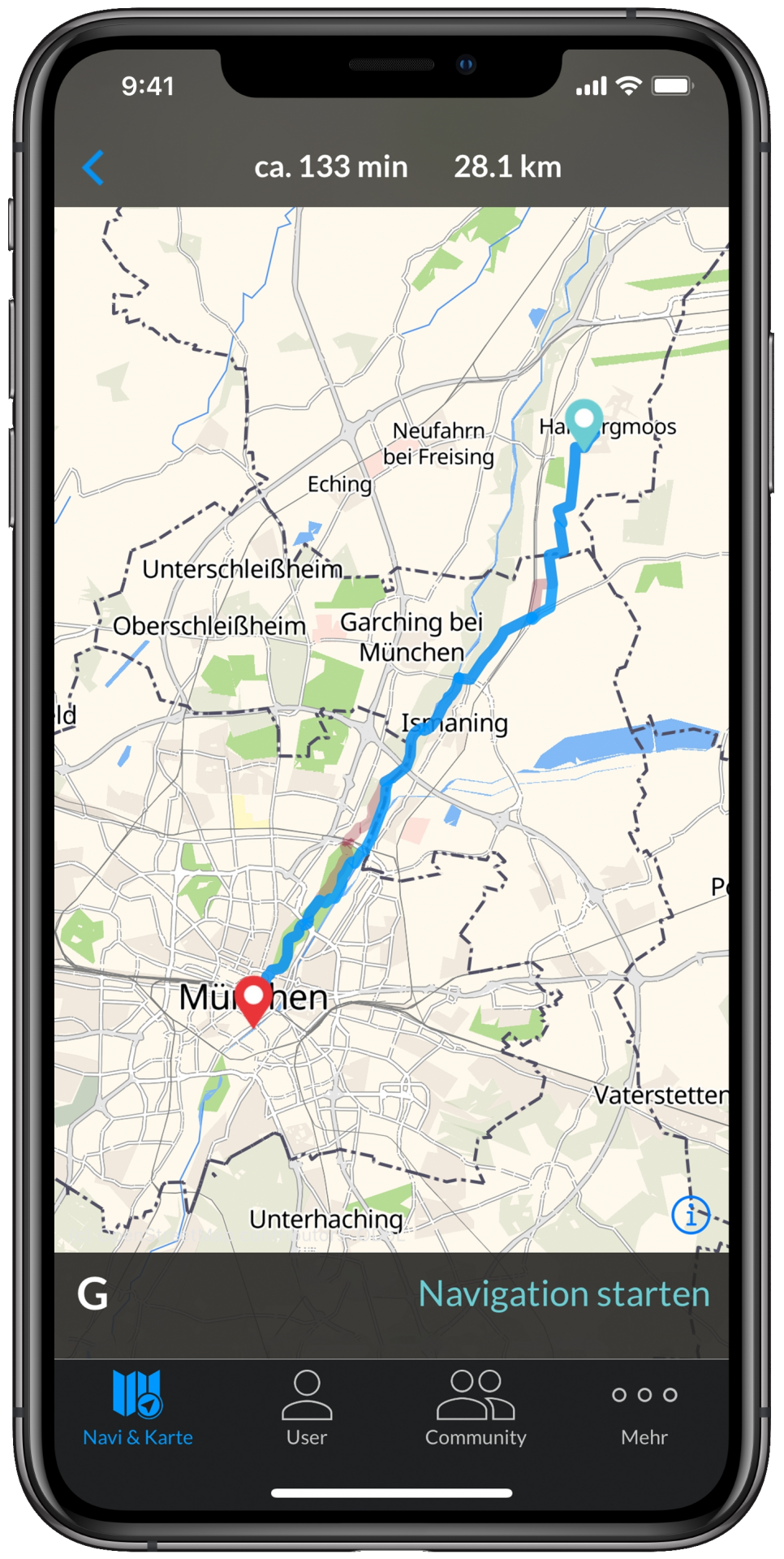 Kostenlose Fahrrad Navigation App